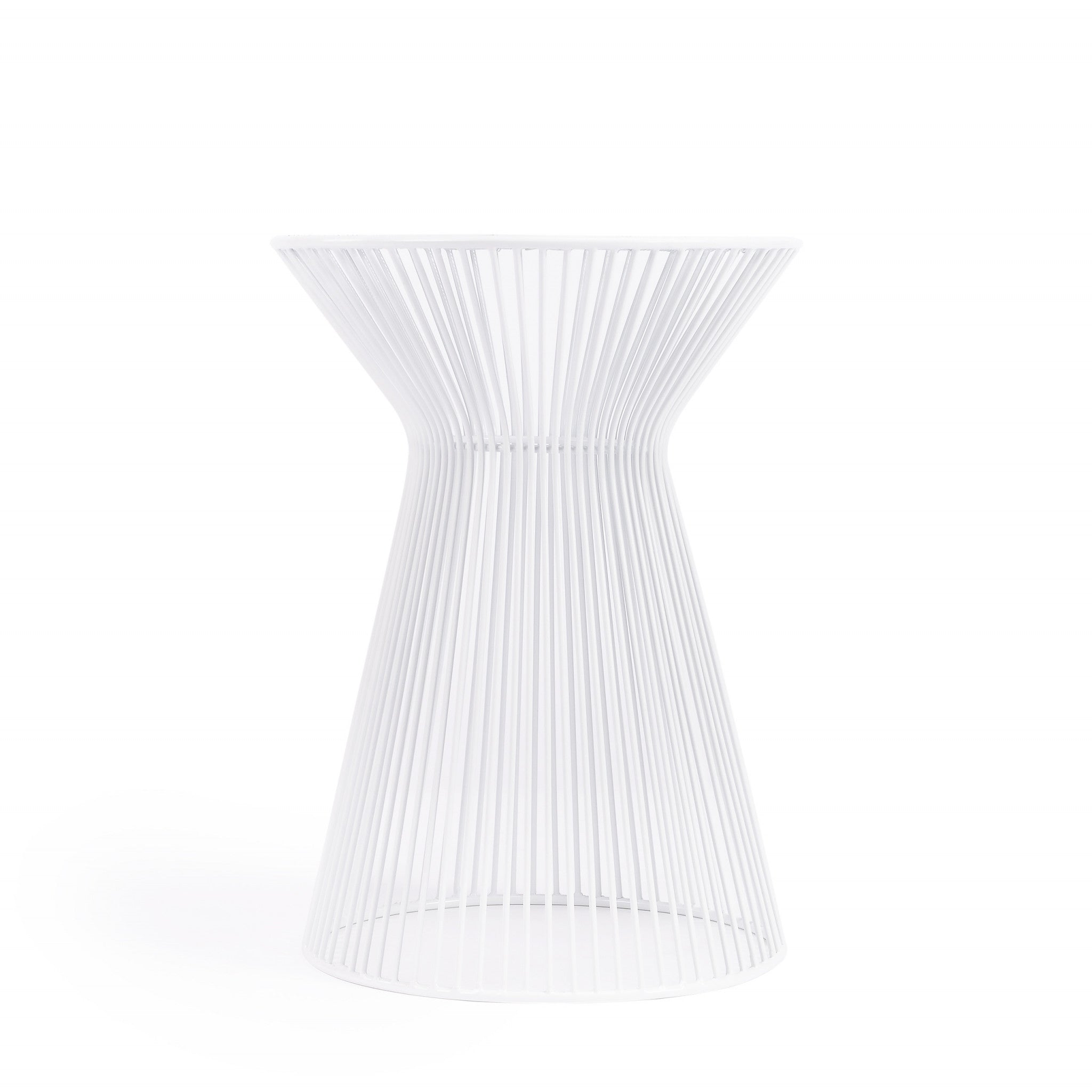 White Cinched Iron Round Top End Table 18"