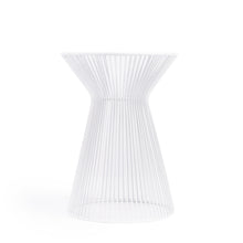 White Cinched Iron Round Top End Table 18