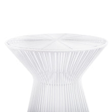 White Cinched Iron Round Top End Table 18