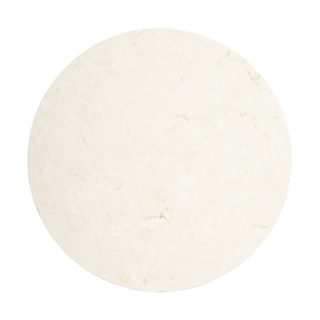 24" Light Brown Marble Round End Table