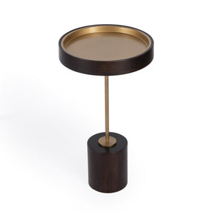 Black And Rosegold Solid Wood Round End Table 22"