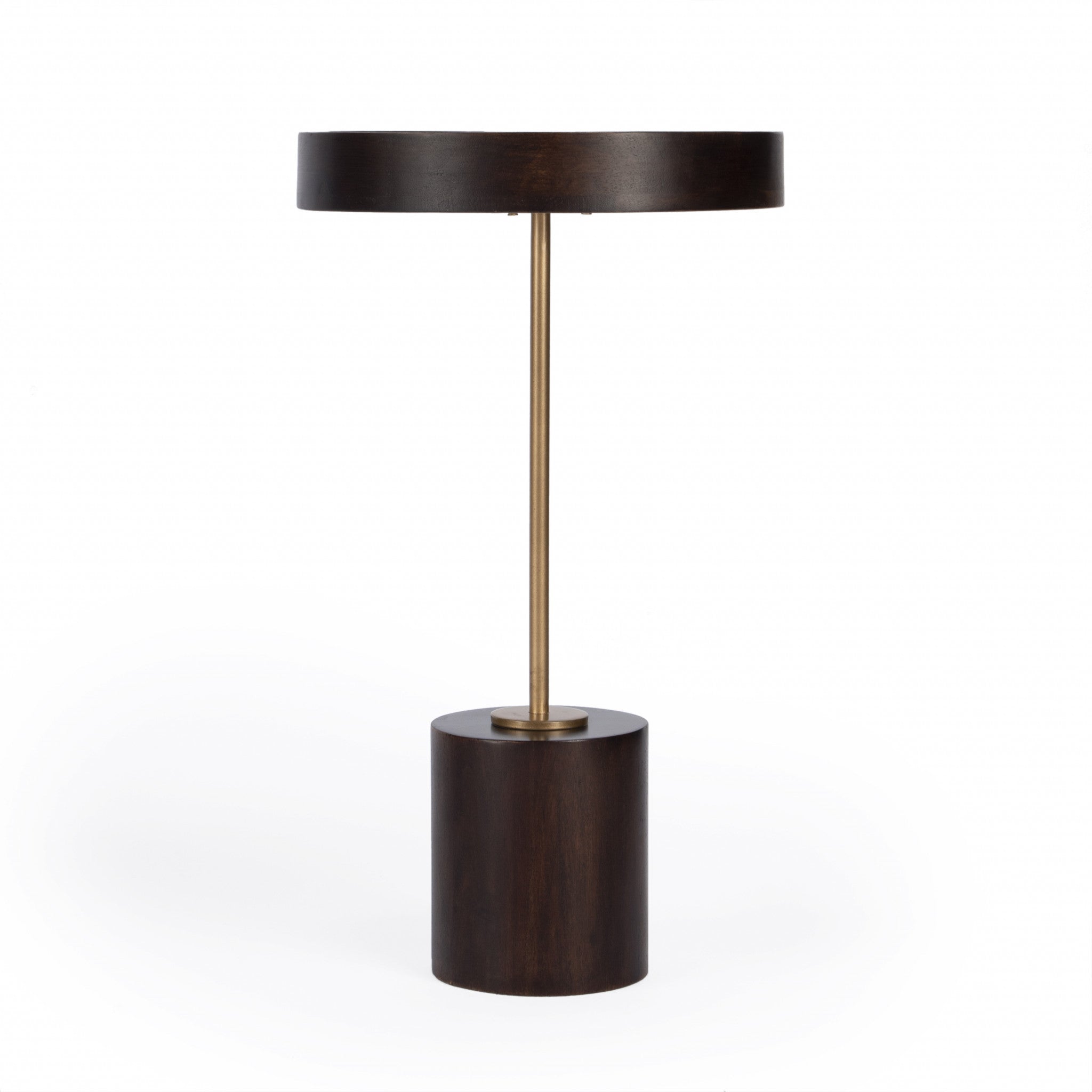 Black And Rosegold Solid Wood Round End Table 22"