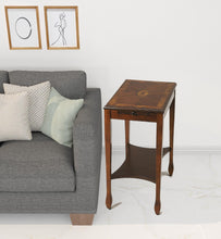 Medium Brown Wood Rectangular End Table With Shelf 25