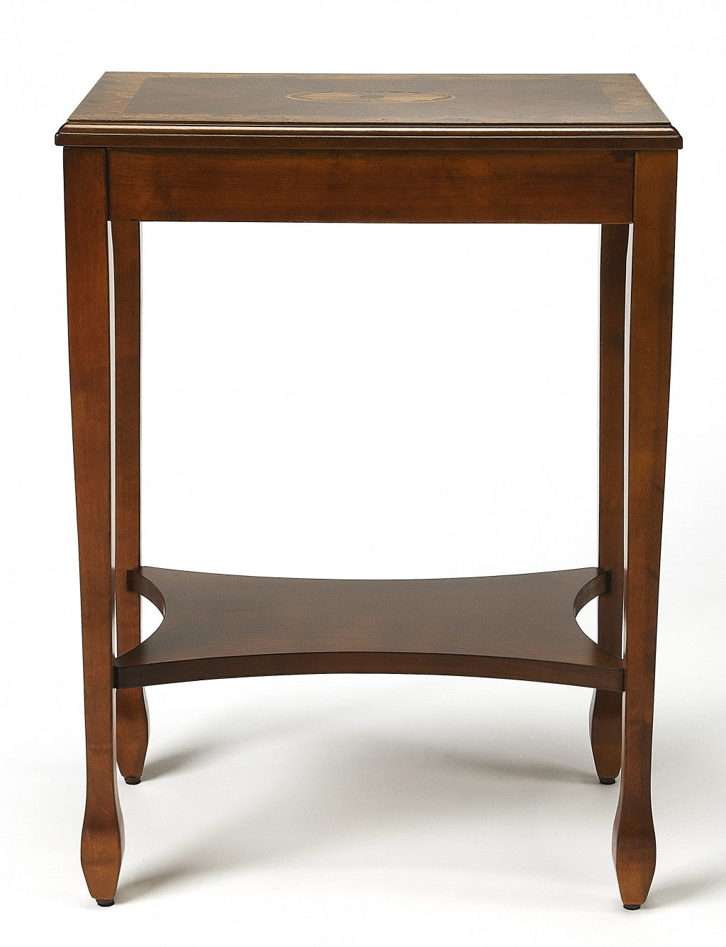 Medium Brown Wood Rectangular End Table With Shelf 25"