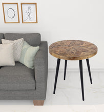 Brown Solid Wood and Black Round End Table 24