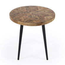 Brown Solid Wood and Black Round End Table 24