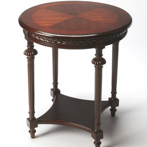 Dark Brown Wood Round End Table With Shelf 27"
