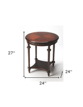 Dark Brown Wood Round End Table With Shelf 27