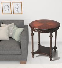 Dark Brown Wood Round End Table With Shelf 27