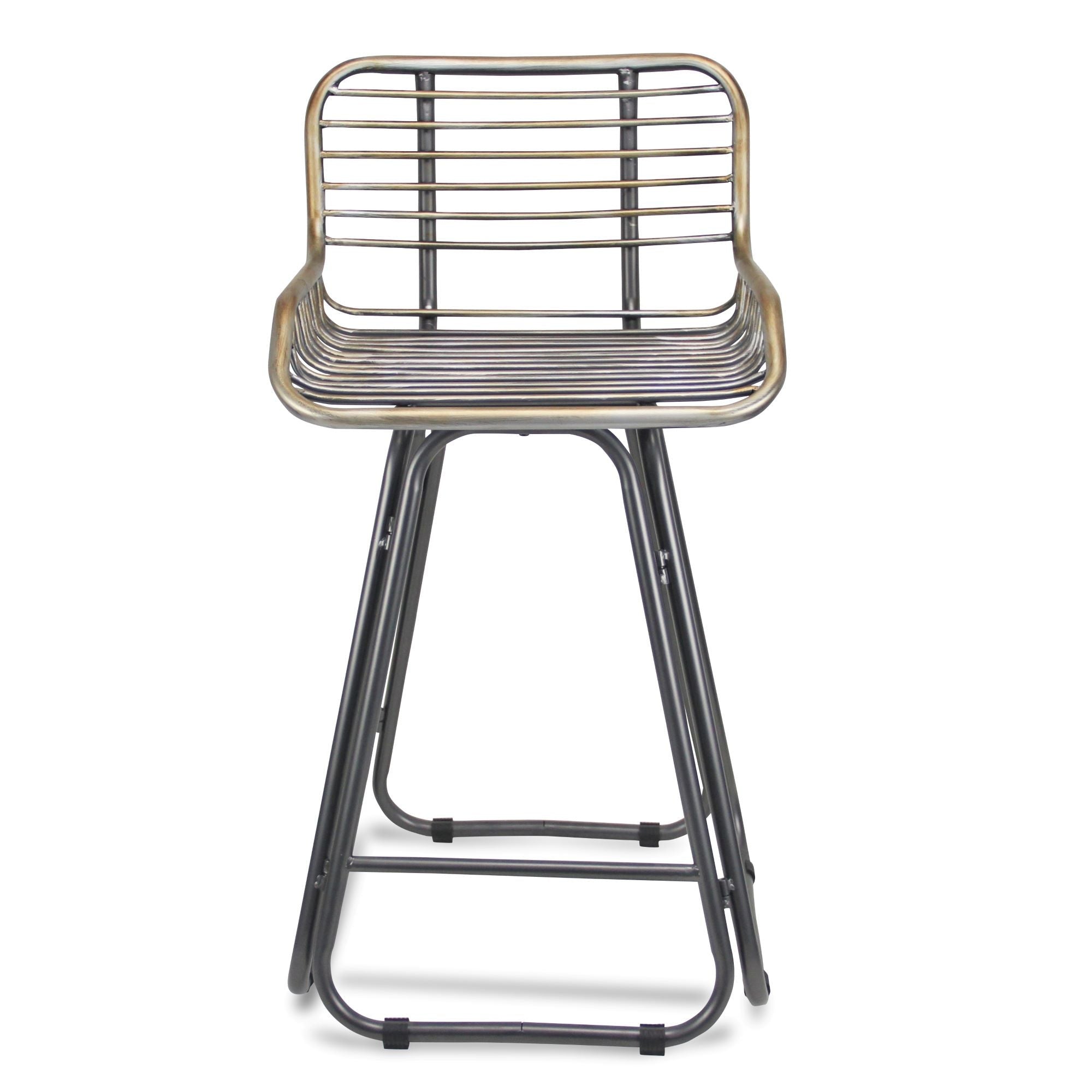 24" Gray Low Back Slat Design Metal Chair