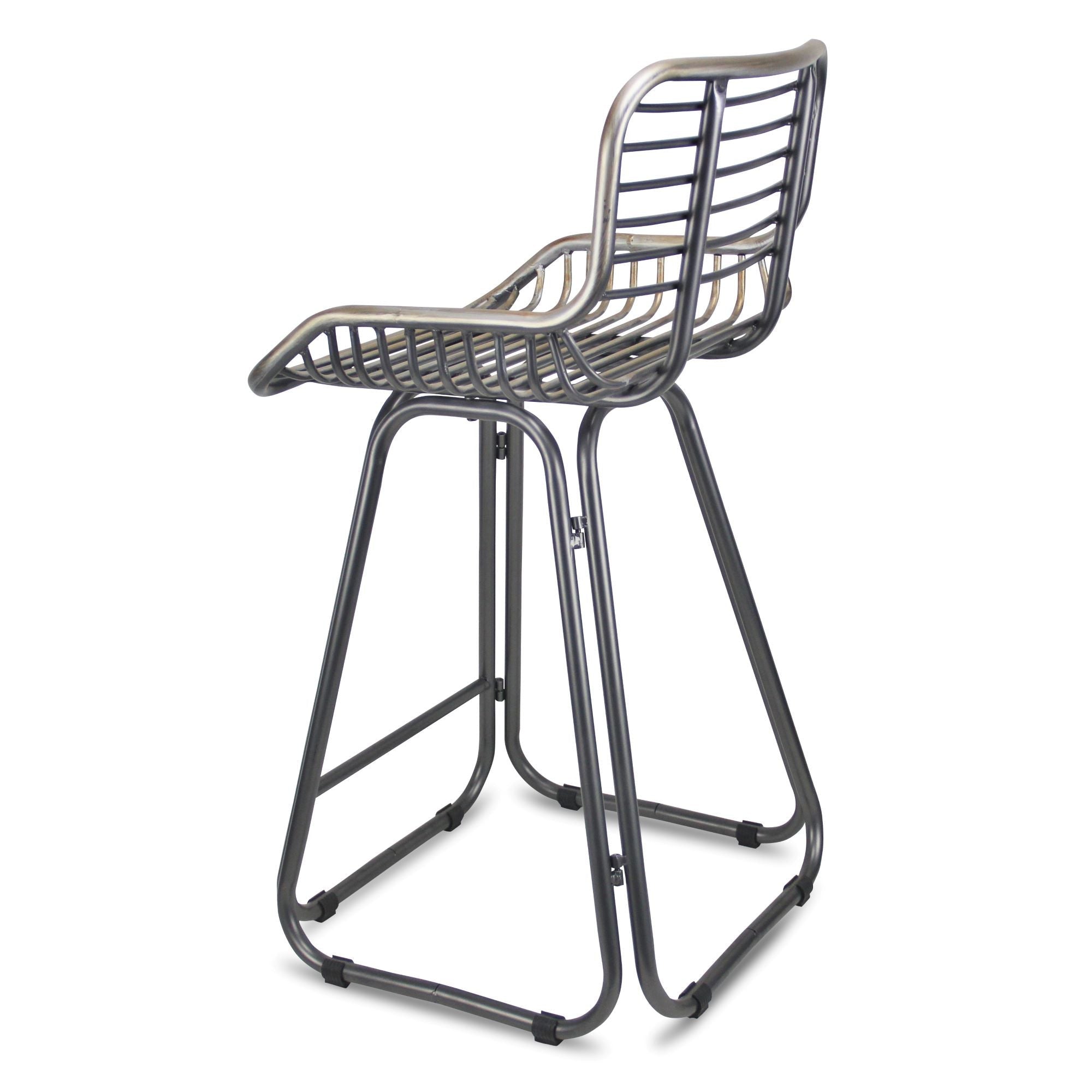 24" Gray Low Back Slat Design Metal Chair