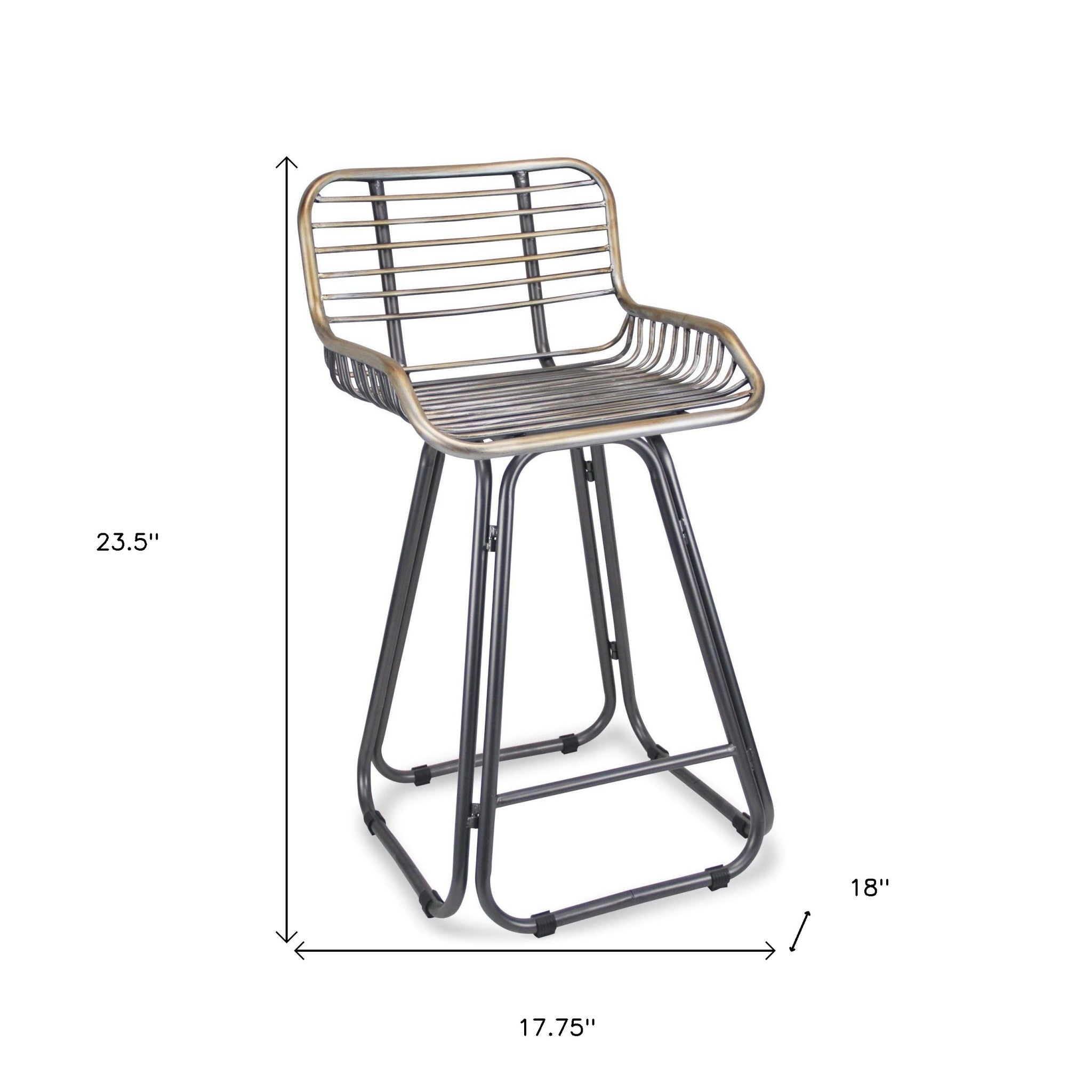 24" Gray Low Back Slat Design Metal Chair