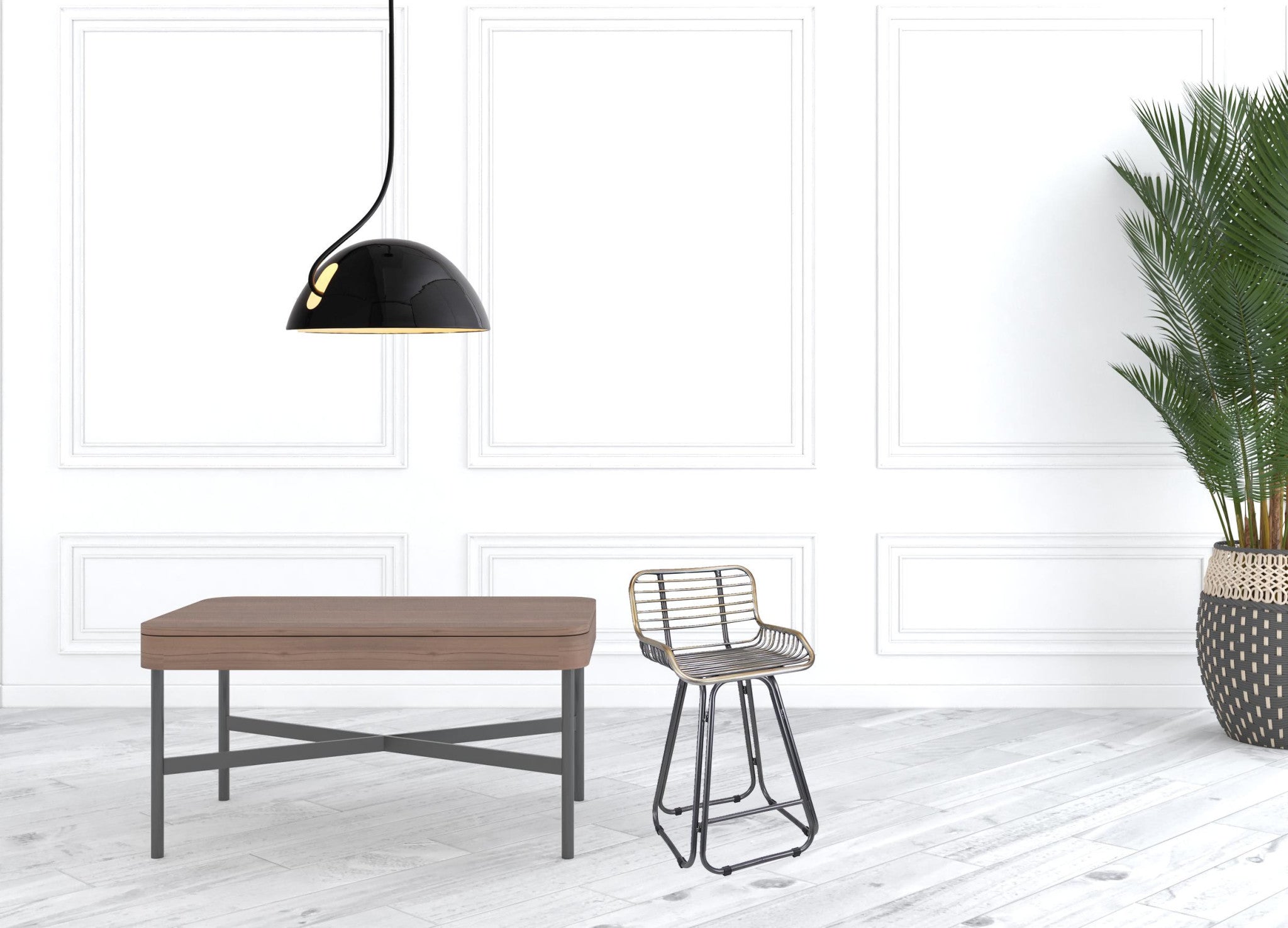 24" Gray Low Back Slat Design Metal Chair