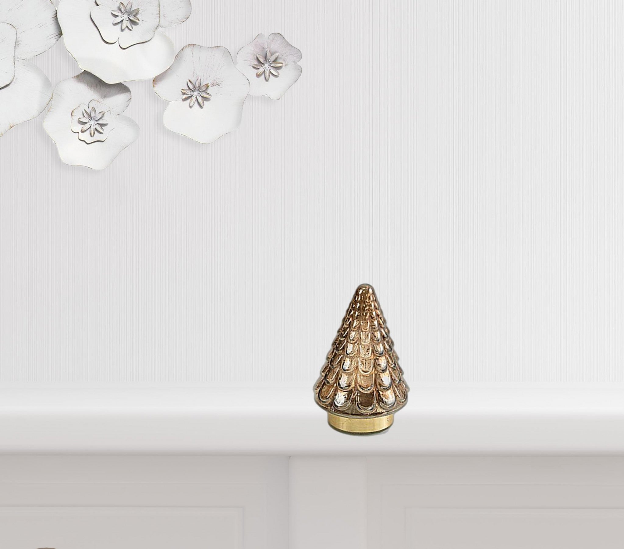 7" Brown And Gold Glass Christmas Tree Sculpture