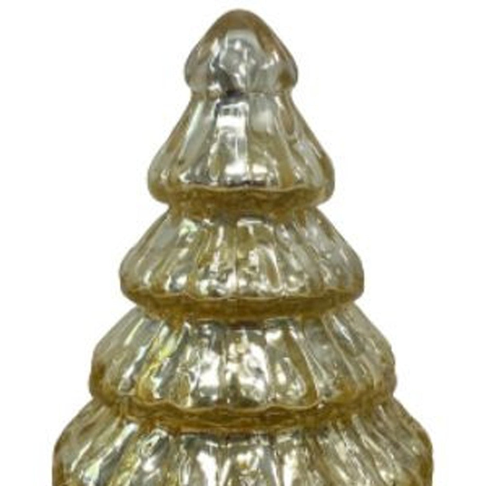 Embossed Gold Glass Christmas Tree Sculpture 7"