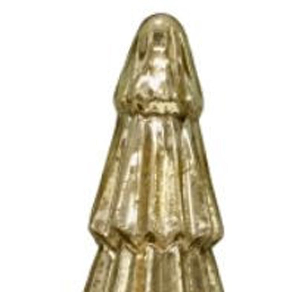 19" Gold Glass Christmas Tree Sculpture