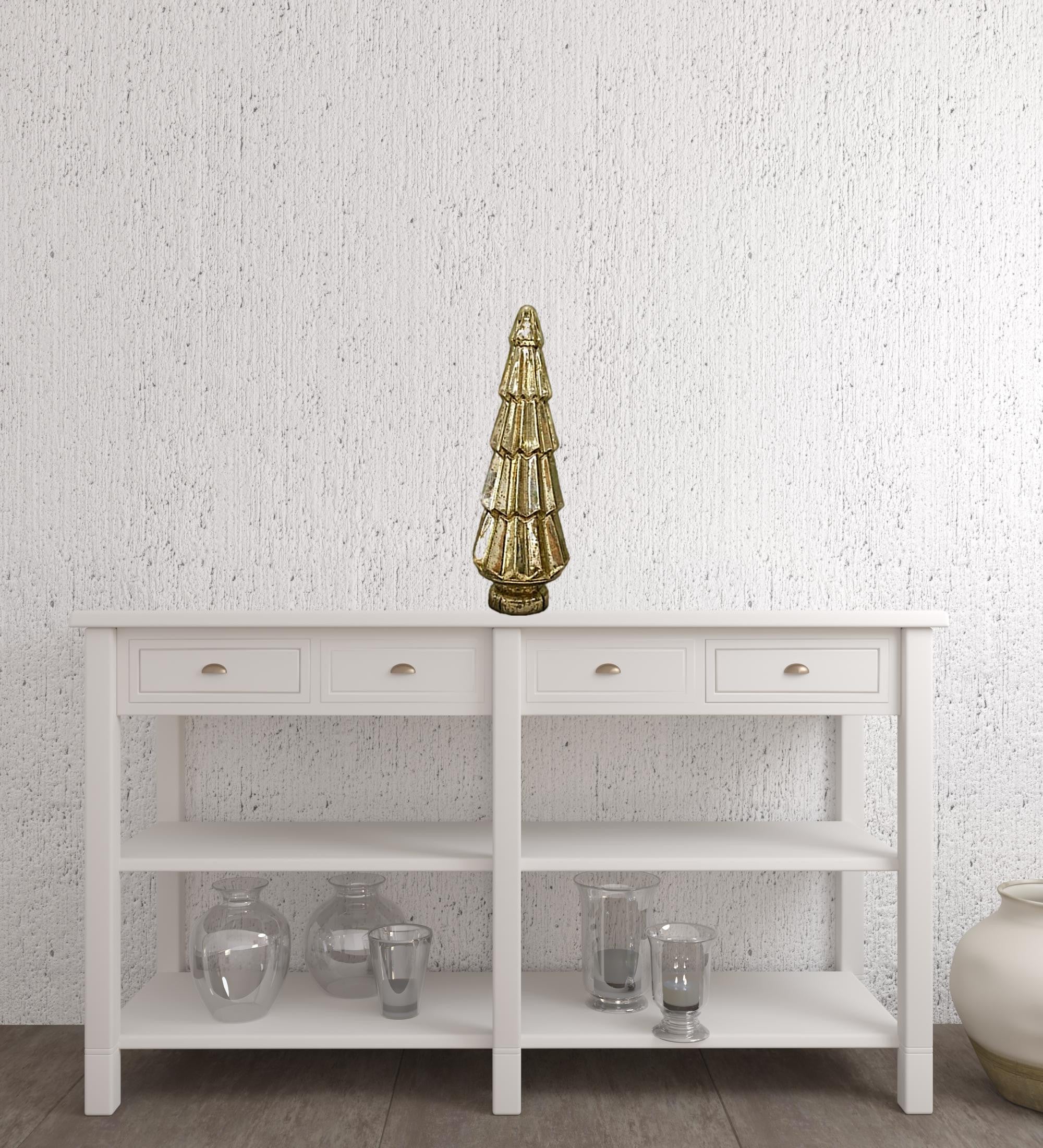 19" Gold Glass Christmas Tree Sculpture