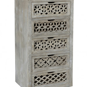 20" Gray Solid Wood Five Drawer Standard Chest