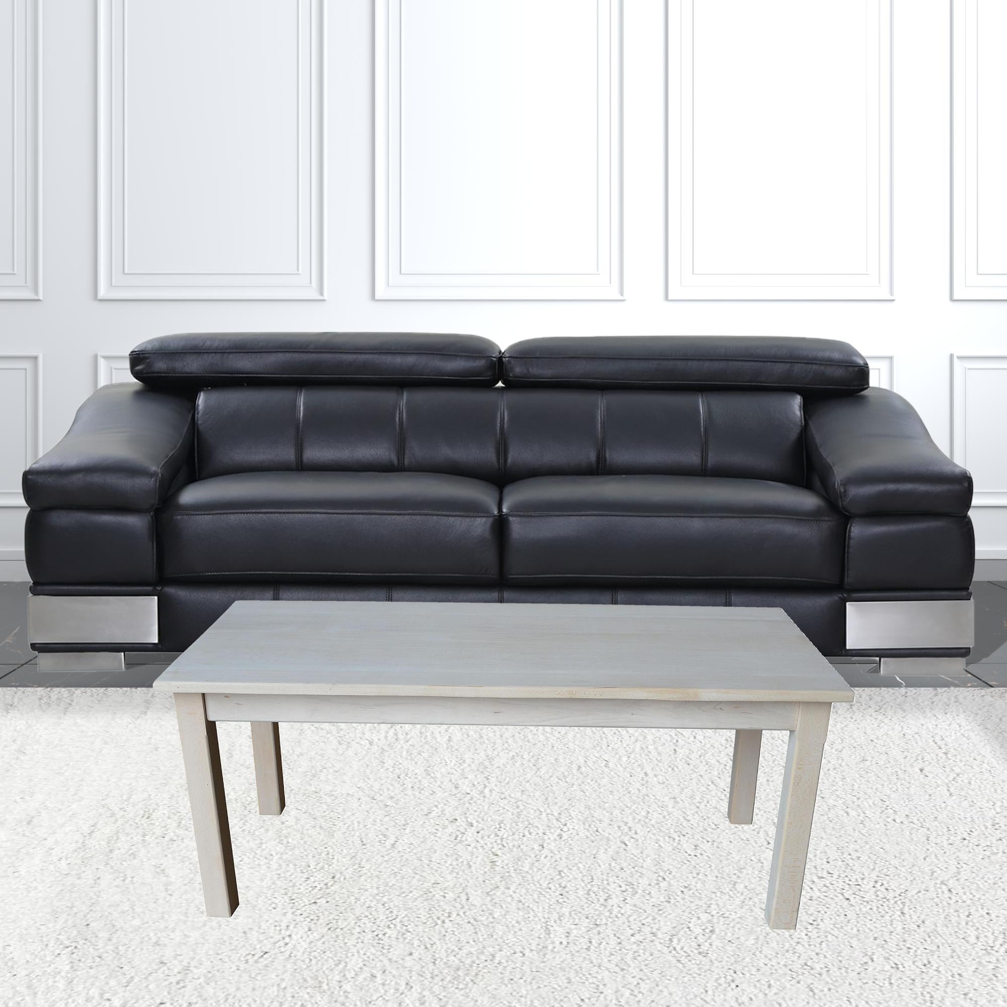 44" Unfinished Solid Wood Rectangular Coffee Table