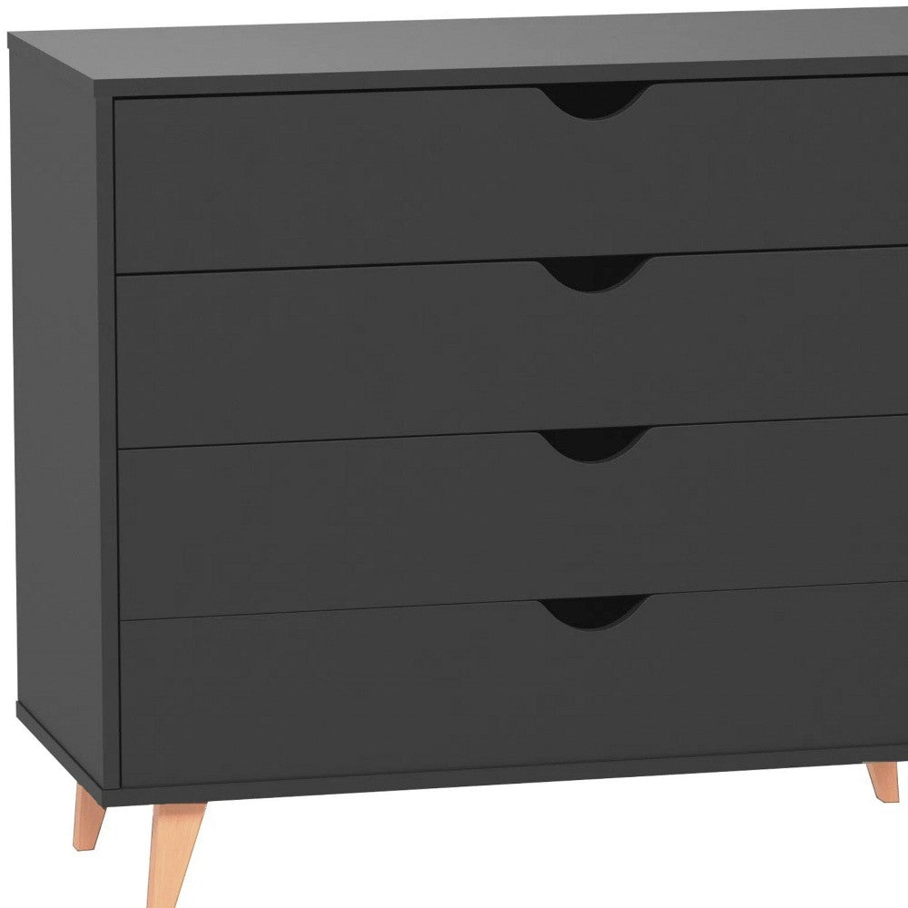 35" Black Solid Wood Four Drawer Standard Dresser