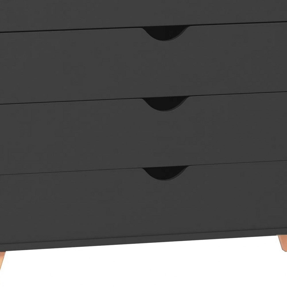 35" Black Solid Wood Four Drawer Standard Dresser