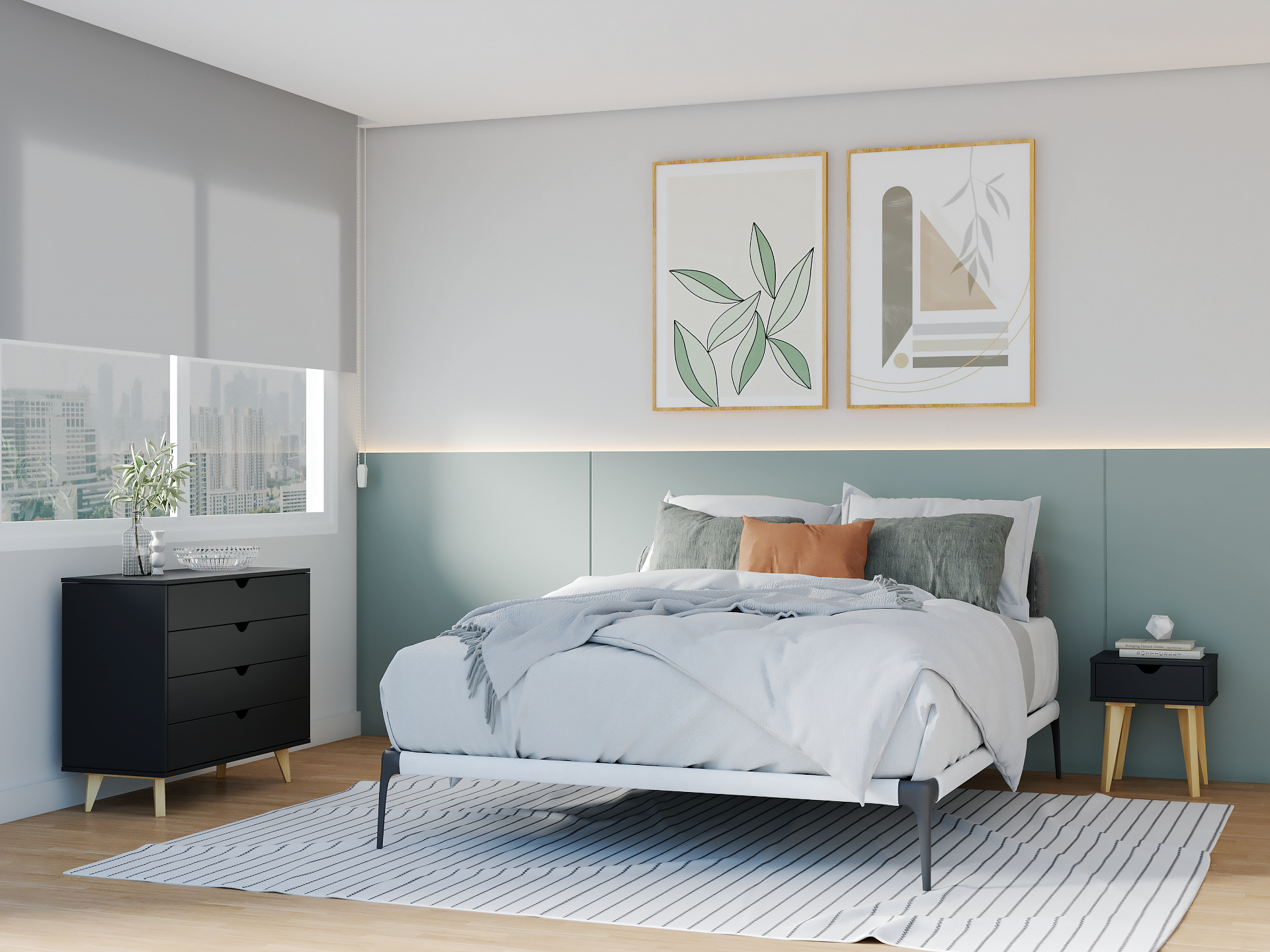 35" Black Solid Wood Four Drawer Standard Dresser