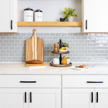 Dark Natural Wood Round Two Tier Solid Wood Tray 12