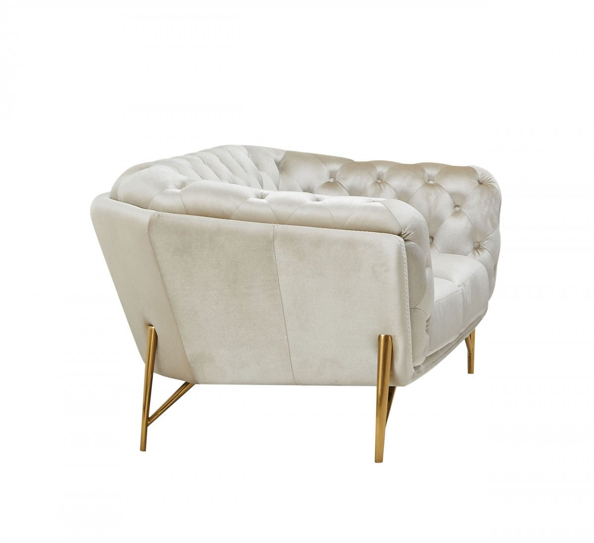 Pearl Tufted Velvet And Gold Chesterfield Love Seat 69"