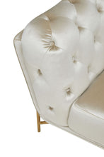 Pearl Tufted Velvet And Gold Chesterfield Love Seat 69
