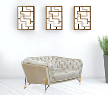 Pearl Tufted Velvet And Gold Chesterfield Love Seat 69