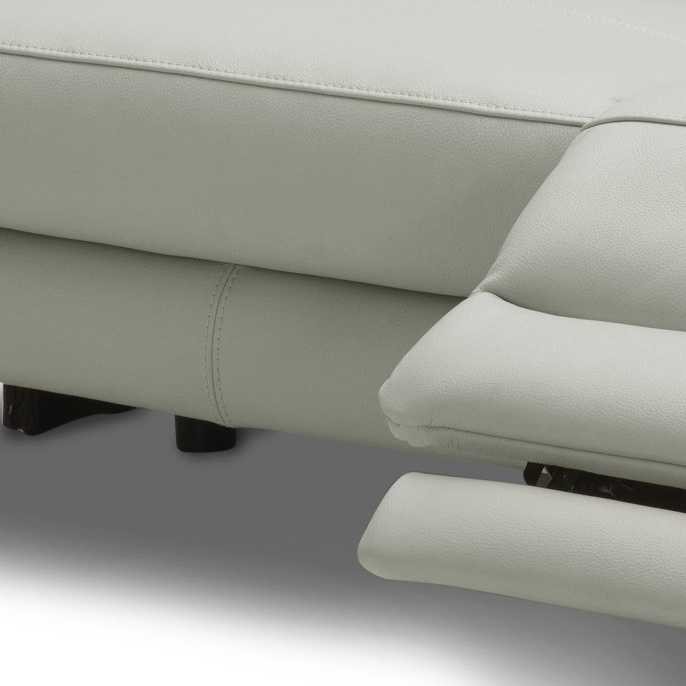 Grey Genuine Leather And Black Power Reclining Love Seat with USB 60"