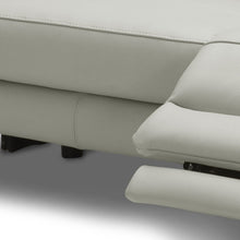 Grey Genuine Leather And Black Power Reclining Love Seat with USB 60