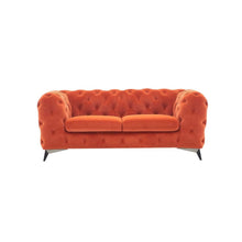 Orange Tufted Velvet And Black Chesterfield Love Seat 74