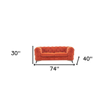Orange Tufted Velvet And Black Chesterfield Love Seat 74