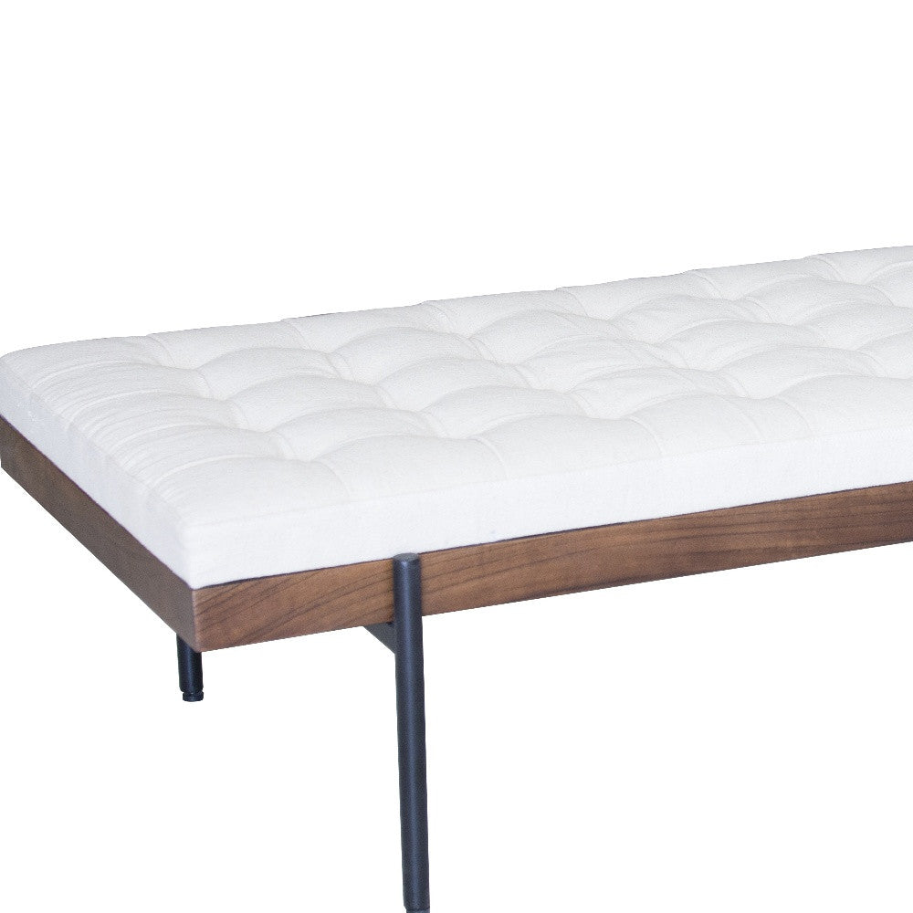 72 英寸黑色和象牙色軟墊棉混紡臥室長凳