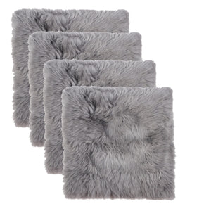 Set Of Four 17" X 17" Grey Wool Chair Pads