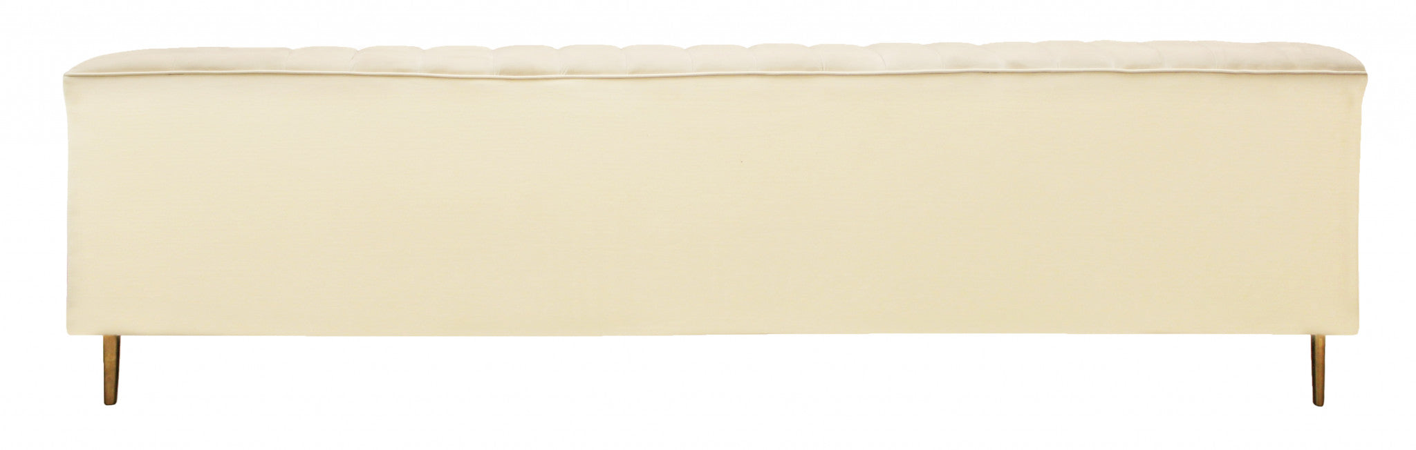 90" Ivory Channeled Velvet and Gold Standard Sofa