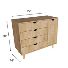 Natural Solid Wood Four Drawer Combo Dresser 35