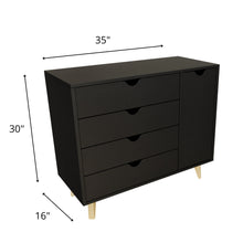 Black Solid Wood Four Drawer Combo Dresser 35
