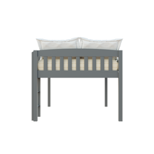 Cama alta doble de madera maciza gris