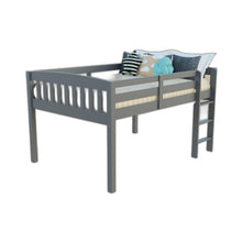 Cama alta doble de madera maciza gris
