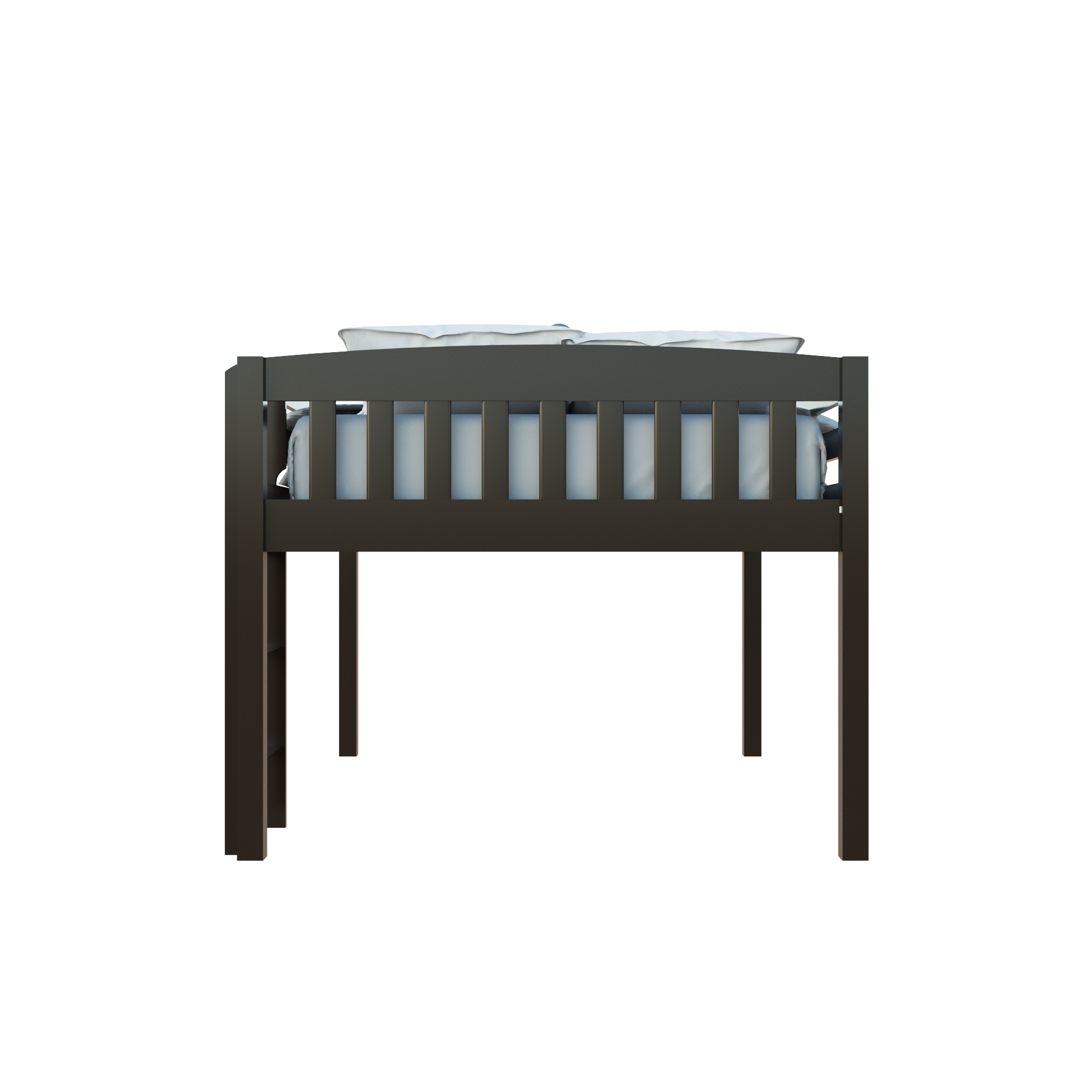 Cama alta tamaño doble de madera maciza marrón oscuro