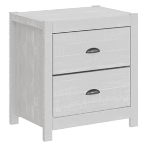 24" White Distressed Solid Wood Two Drawer Nightstand