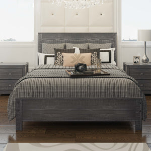 Grey Solid Wood Queen Bed Frame