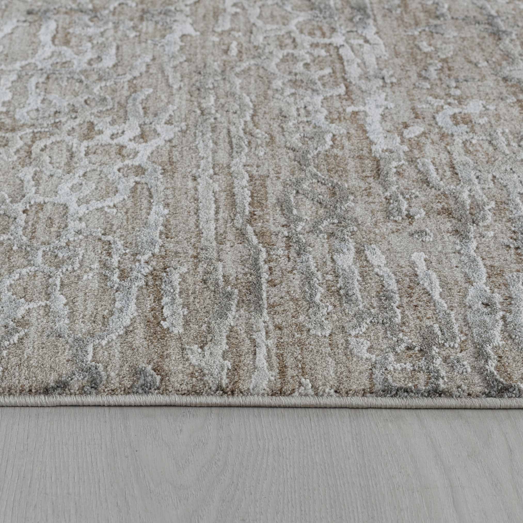5' X 8' Beige Abstract Stain Resistant Area Rug