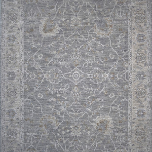 9' X 12' Blue Gray Southwestern Floral Stain Resistant Area Rug