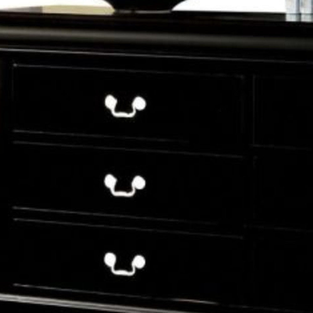 60" Black Manufactured Wood Six Drawer Double Dresser