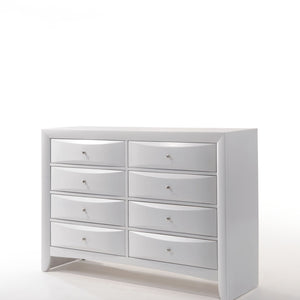 59" White Manufactured Wood Eight Drawer Standard Dresser