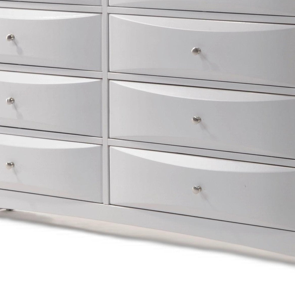 59" White Manufactured Wood Eight Drawer Standard Dresser
