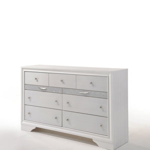 63" White Manufactured Wood Nine Drawer Triple Dresser